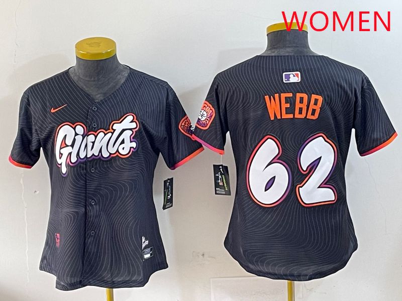 Women San Francisco Giants #62 Webb Black Joint Name Nike 2025 MLB Jersey style 1
